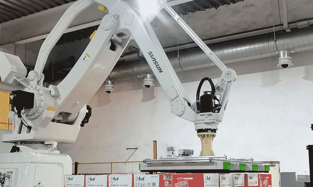 Sistema automatizado de paletización de cajas de cartón acabadas